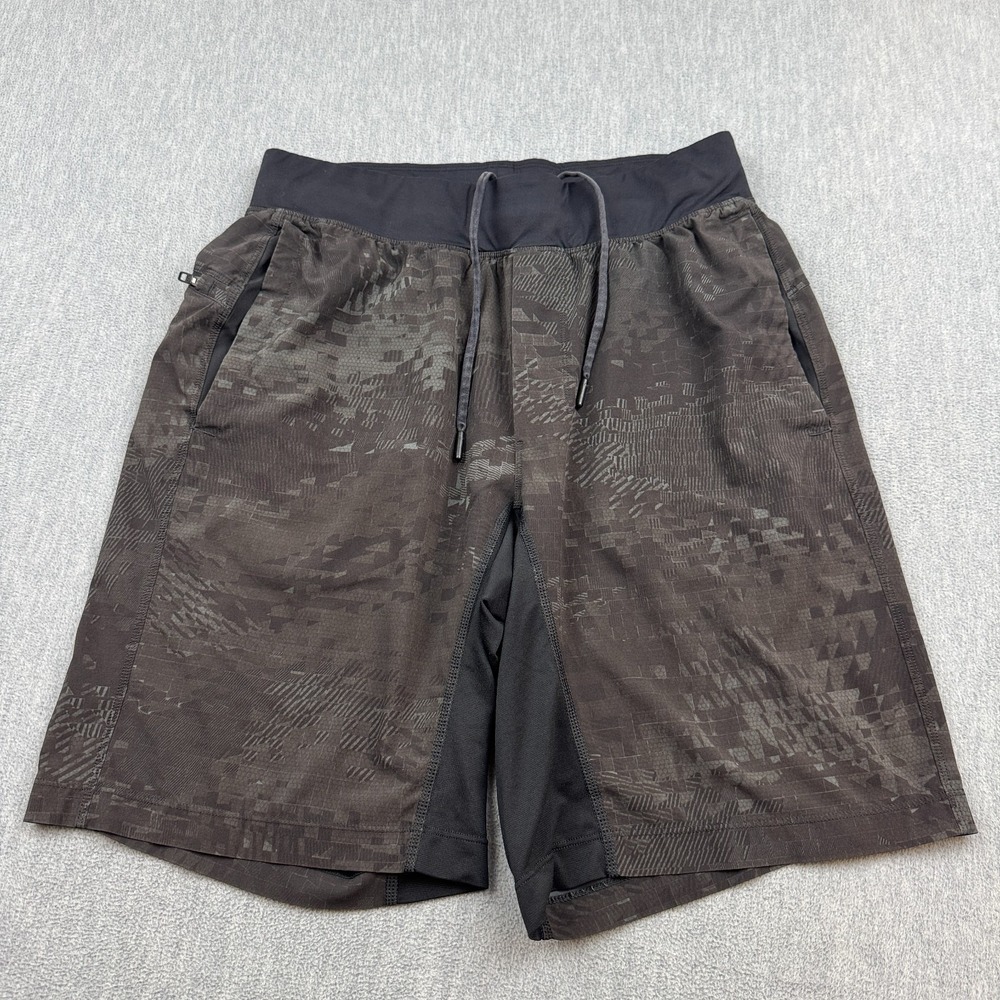 Lululemon T.H.E Shorts Mens Medium Brown Print Linerless Athletic Gym 9" M7Y50S